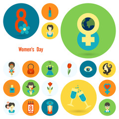 Womans Day Icon Set