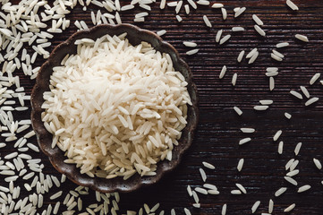 White Rice on Dark Table