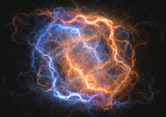 Fire and ice plasma lightning cloud, electrical cloud background