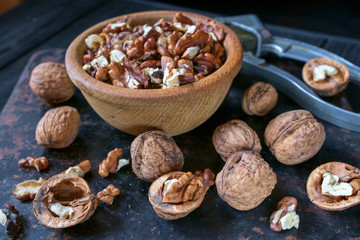 whole and chopped walnuts