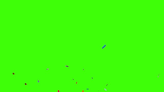 Confetti Party Popper Explosions on a Green Background, Two options 3d animation, 4K. 