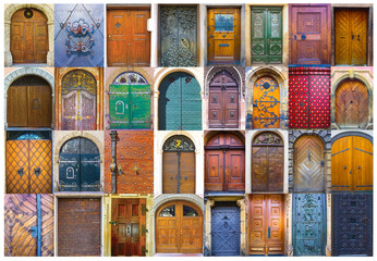 Fototapeta na wymiar Collage of medieval front doors