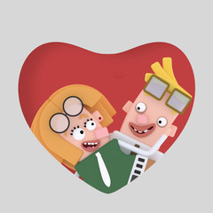 Blonde couple in love posing into red heart.
Isolate. Easy background remove. Easy color change. Easy combine! For custom illustration contact me.