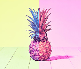 Tropical Pineapple Fruit. Vanilla Pastel Color. Creative Minimal. Hot Summer Vibes. Pop Art. Sunny...