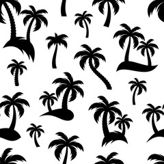Fototapeta na wymiar Black palm trees seamless pattern