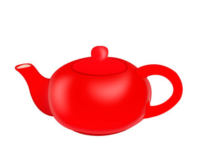 Insulated red teapot on a white background.