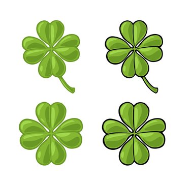 Good luck four leaf clover. Vintage vector color engraving illustration for info graphic, poster, web. Black on white background