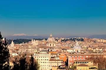 Fototapeta na wymiar Cityscape of the Rome italy in the sunny day. View from the Gianicolo Janiculum hill.