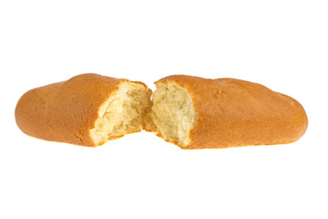 broken white bread isolated on white background