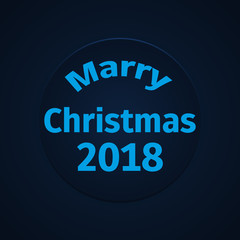 Merry Christmas design gift card template on a blue background. Holiday poster. Vector Illustration