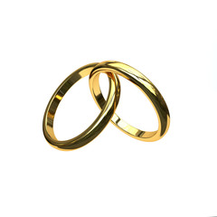 Gold rings engagement wedding 3d on the white background jpeg