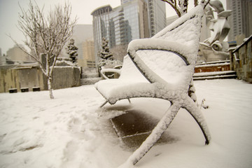 uptown charlotte north carolina snow covered romare bearden park