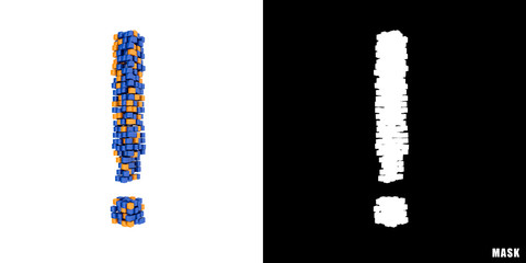 Wykrzyknik 3D sześciany kwadraty klocki piksele © vempireart