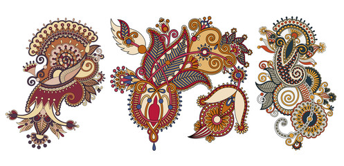 paisley flower pattern in ethnic style, indian decorative floral