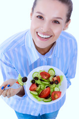 A beautiful girl eating healthy food. Beautiful girl