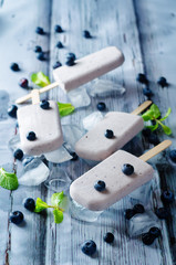 Vanilla blueberry cream cheese ice cream with fresh blueberries