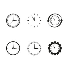 Work time clocks set icons