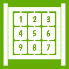 Cubes with numbers on playground icon green