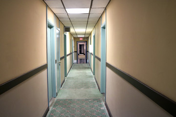 Hallway inside vintage hotel building