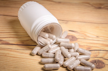 Fototapeta na wymiar Food supplement capsules