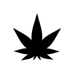 Cannabis black silhouette logo. Hemp icons. Sign T-shirts for design, creating corporate identity and promotional products.