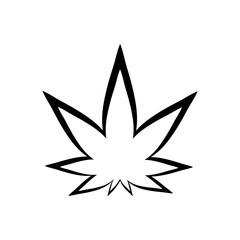 Cannabis black silhouette logo. Hemp icons. Sign T-shirts for design, creating corporate identity and promotional products.