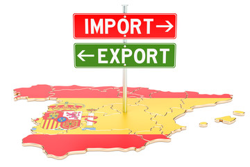 Import and export in Spain concept, 3D rendering