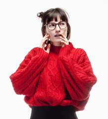 Teenage Girl with Dark Hair and Glasses.