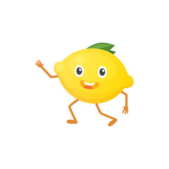 Obraz premium Vector illustration with funny lemon character. fresh food time.