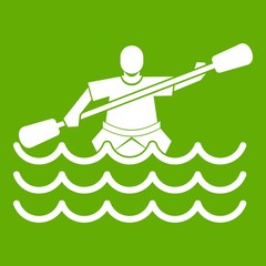 Male athlete in a canoe icon green