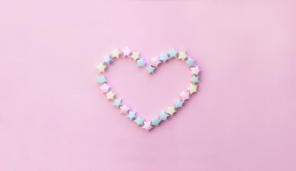 Heart maded from small paper stars Origami