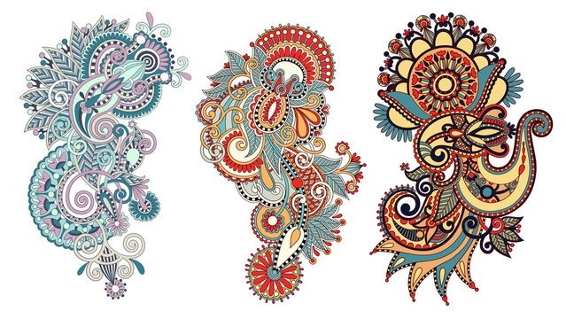 paisley flower pattern in ethnic style, indian decorative floral