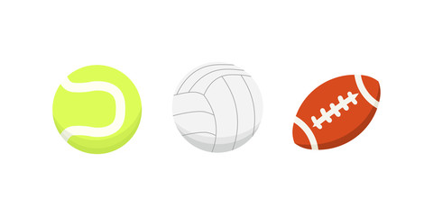 Vector cartoon colorful ball set. sport balls icons isolated