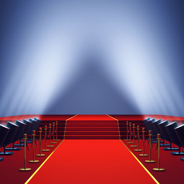 Red carpet with spotlights , Award ceremony or movie  premiere