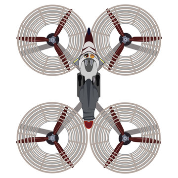 Hover Bike Vector Flat Top View Illustration