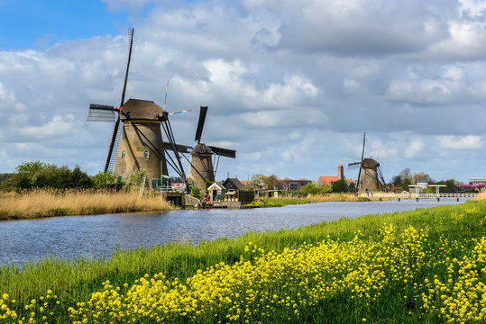 Dutch mills in Kinderdijk, South Holland