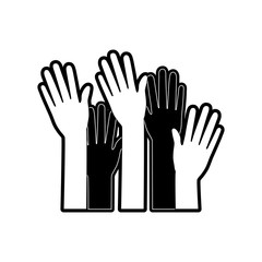 Fototapeta premium set several arms hands gesture on monochrome silhouette vector illustration