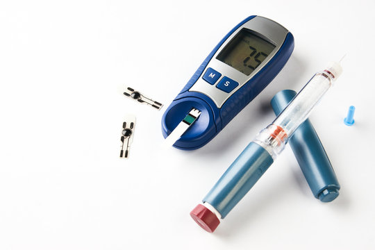 Diabetic equipment isolated on white