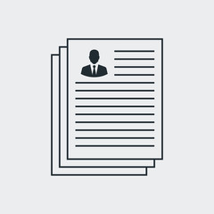 Fototapeta premium Icono plano Curriculum vitae en fondo gris