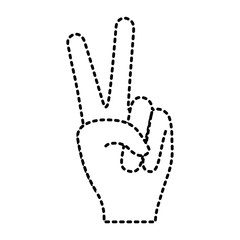 peace hand gesture on dotted silhouette vector illustration