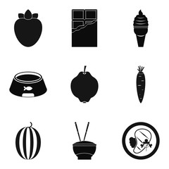 Good nutrition icons set, simple style