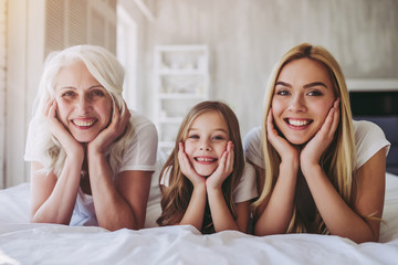 Daughter, mother and grandmother at home