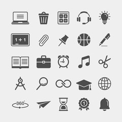 Education flat vector icons set