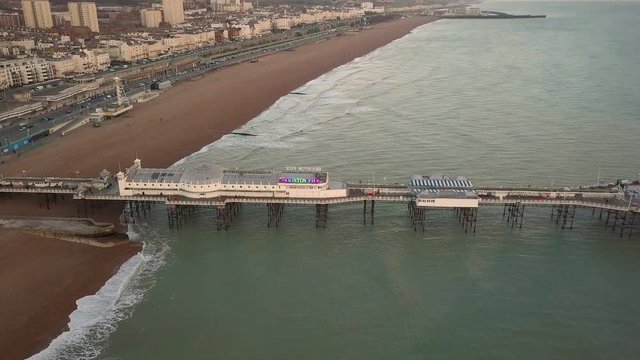 Brighton Pier winter aerial video