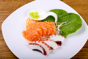Salmon and Octopus sashimi