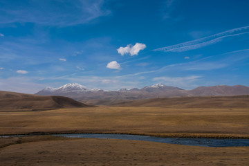 volcanic mountains and great sky