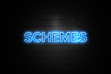 Obraz premium Schemes neon Sign on brickwall