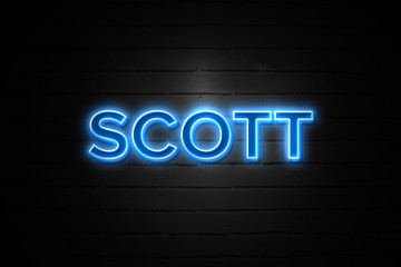 Scott neon Sign on brickwall