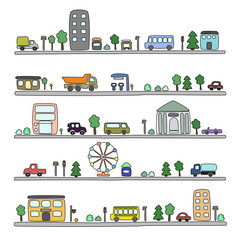 Cityscape. Urban landscape. Vector flat illustration.