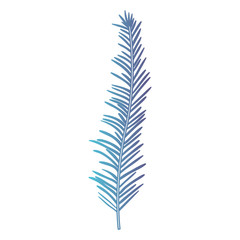 stem with thin leaves on gradient color silhouette from blue to purple vector illustration
